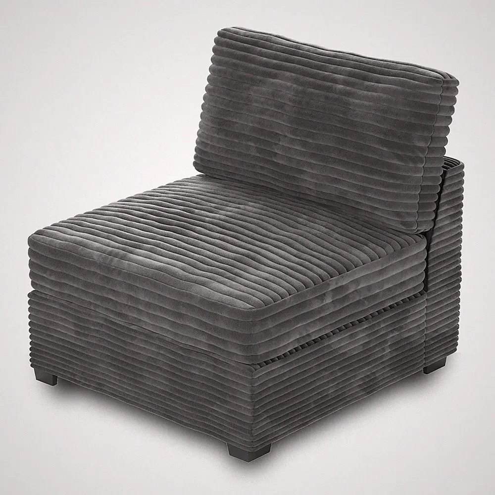 Modular Sectional Sofa Couch Matching Middle Seat(Grey Velvet Corduroy)