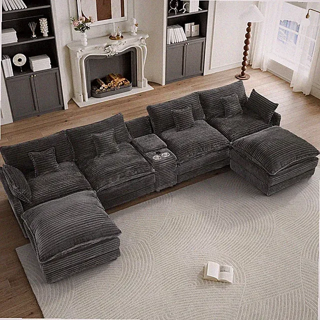 Modular Sectional Sofa Couch,U Shaped Modern Cloud Couch with Ottomans, 6-Seat C