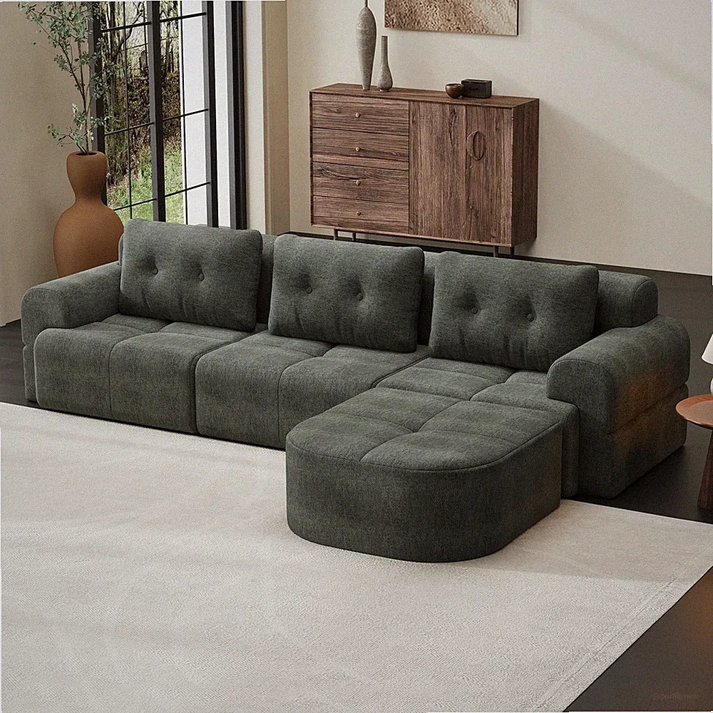 Modular Sectional Sofa Couch w/Chaise,Full-Foam Structure,Compression Packaging