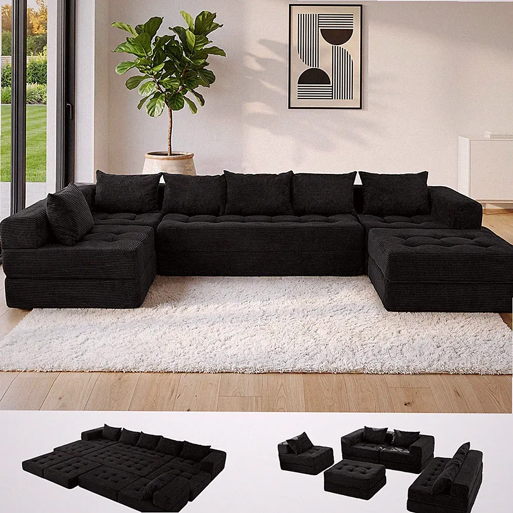 Modular Sectional Sofa Couch with Deep Seat,Foldable Cloud Couch,No Assembly