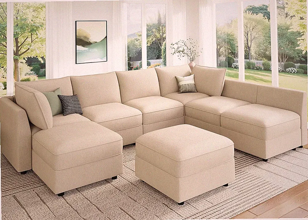 Modular Sectional Sofa Couch with Storage, Modern U Shaped Sectional Sofa, Conve