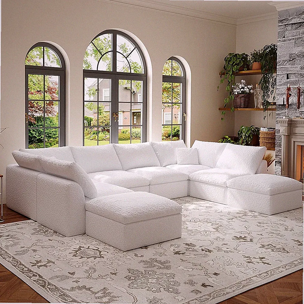 Modular Sectional Sofa Couches, Large Convertible Modular Couches with Ottoman