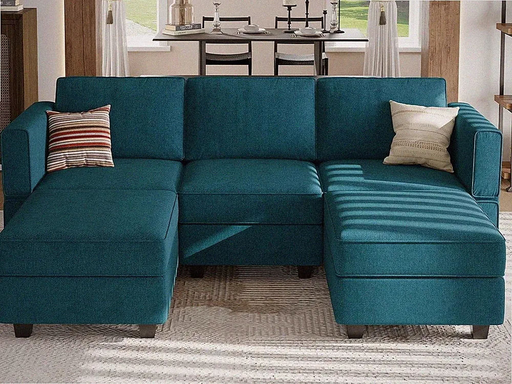 Modular Sectional Sofa Fabric U Shaped Couch Double Chaise Sectional Couch Conve
