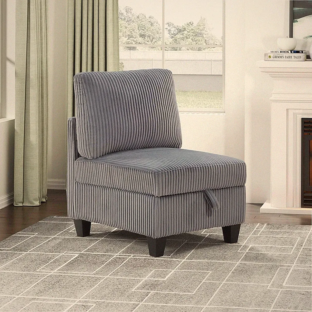 Modular Sectional Sofa for Living Room, Corduroy Armless Chair with Storage, Uni