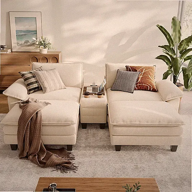 Modular Sectional Sofa for Living Room, Corduroy Cloud Couch