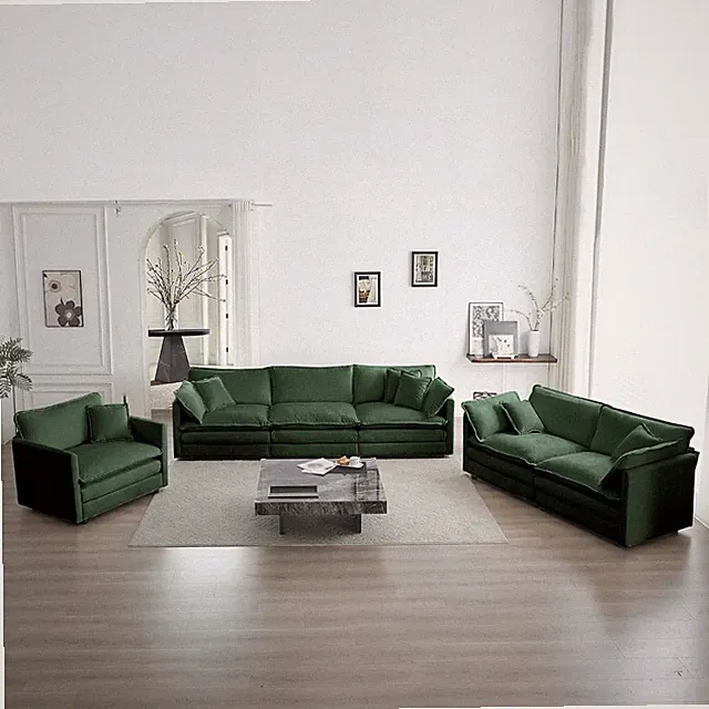 Modular Sectional Sofa Furniture Set - Comfortable Upholstered Chenille Cloud So