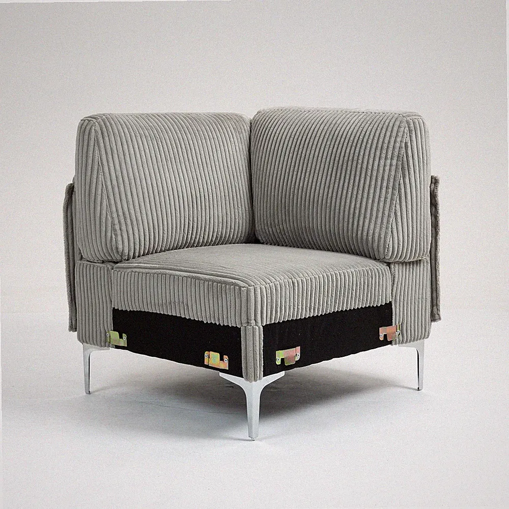 Modular Sectional Sofa in Gray Corduroy, DIY Design, Corner/Middle Modules