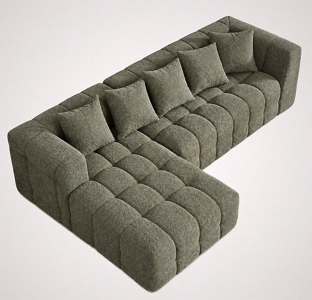 Modular Sectional Sofa L Shape Chenille Couch 5 Seat Deep Seating 107 Inch