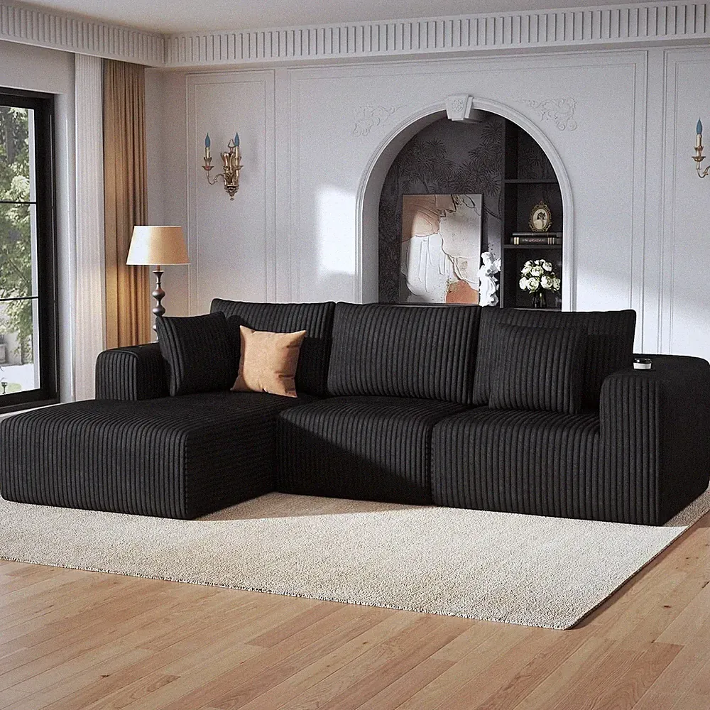 Modular Sectional Sofa, L-Shaped Boneless Cloud Couch Corduroy, No Assembly