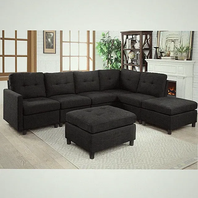 Modular Sectional Sofa L-Shaped Couch Modern Fabric Upholstered lounge DIY Sofa