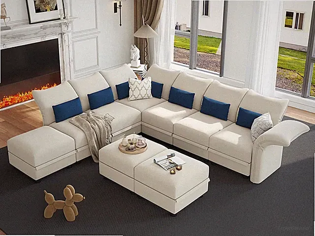 Modular Sectional Sofa L Shaped Couch with Reversible Chaise Convertible 5 Seate