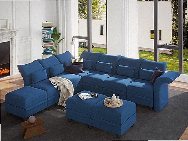 Modular Sectional Sofa L Shaped Couch with Reversible Chaise Convertible 5 Seate