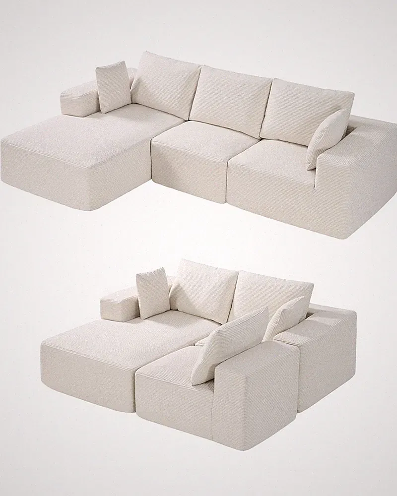 Modular Sectional Sofa,L Shaped Modular Sofa w/Chaise,Cloud Sectional Couch w/Hi