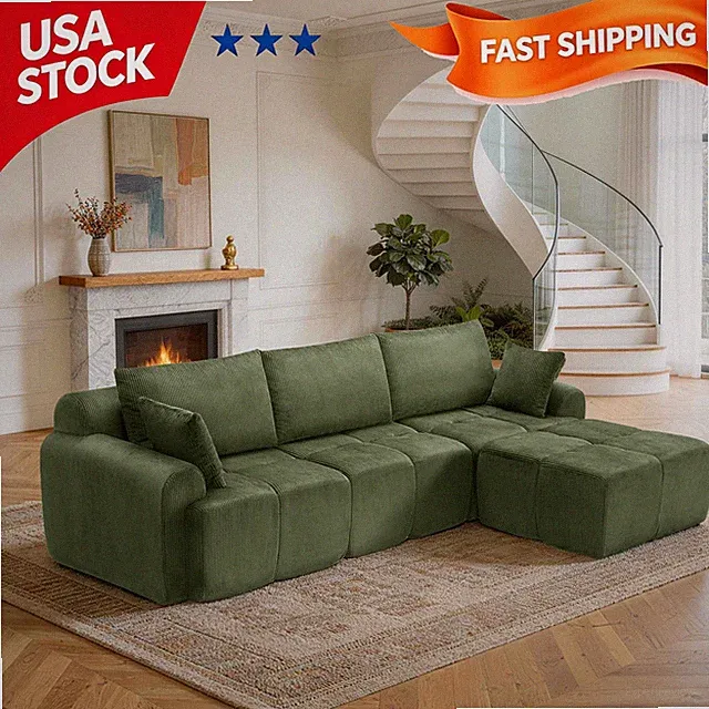 Modular Sectional Sofa L‑Shaped Oversized Armrests High Backrest Convertible