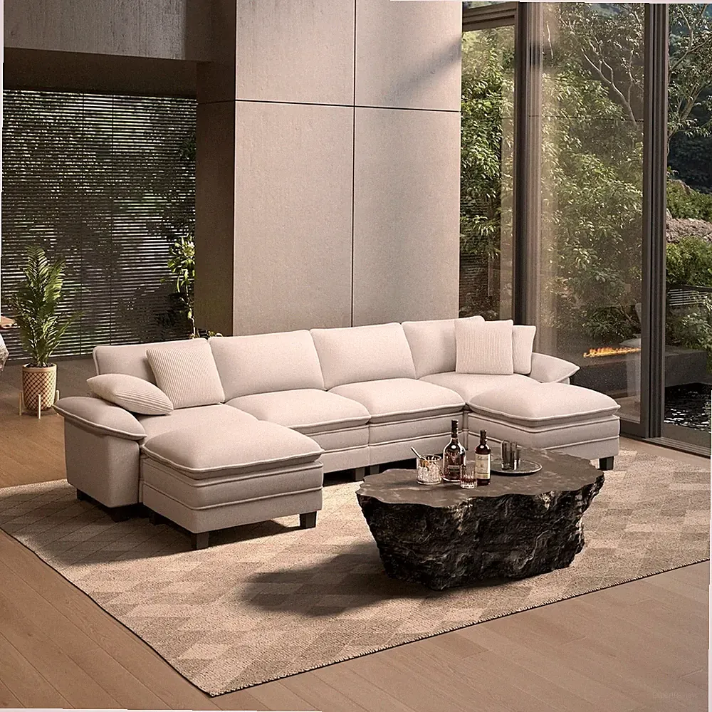 Modular Sectional Sofa L /U Shaped Chenille Cloud Couch with Chaise and Cushion