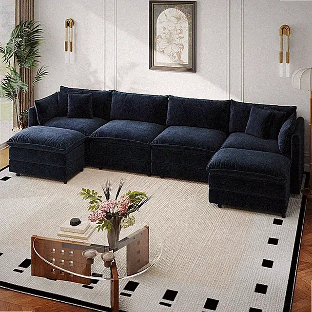 Modular Sectional Sofa Modern Convertible U Shaped Couch,147.2 Inch Deep 4-Seate