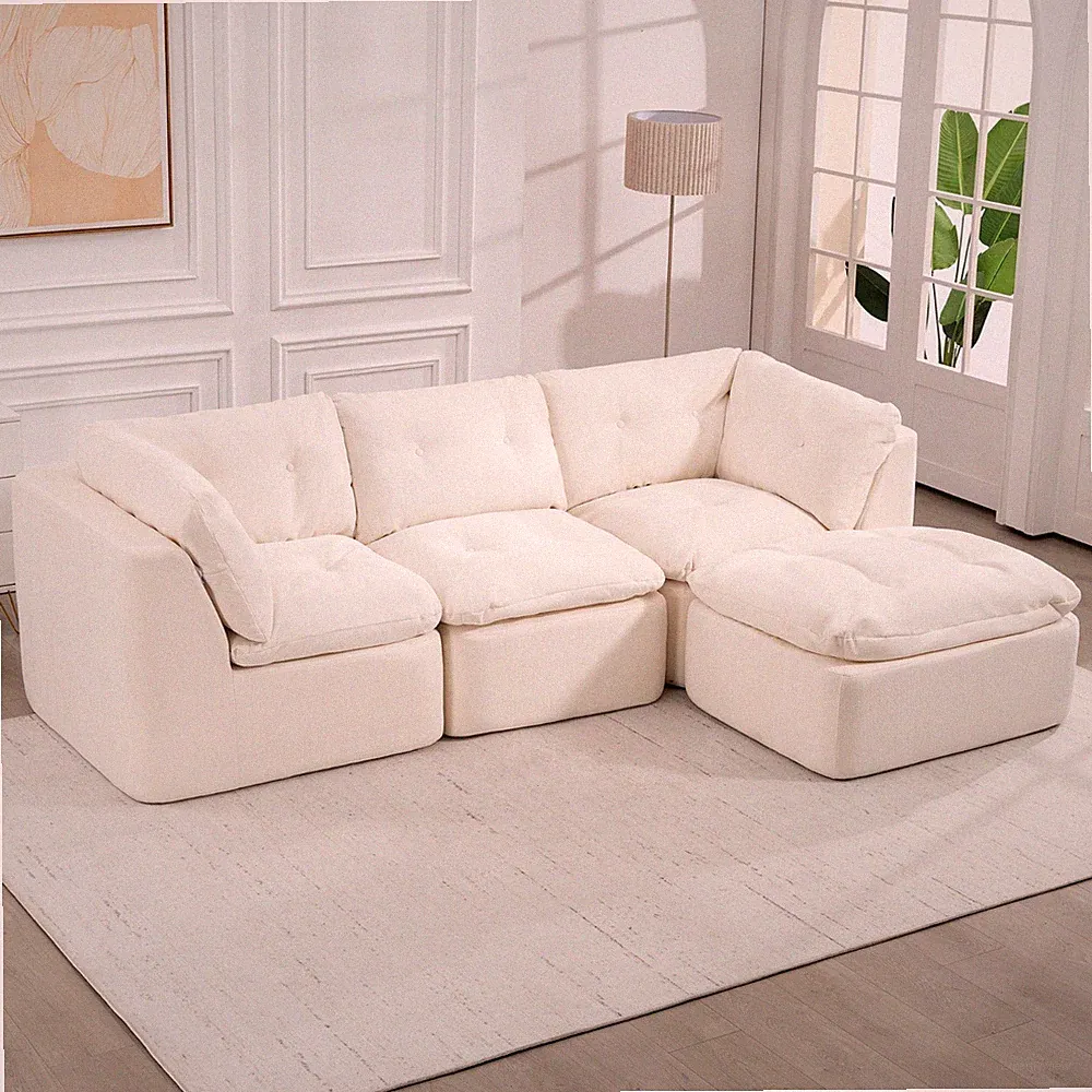 Modular Sectional Sofa Modern L-Shaped Sofa 4-Seater Cloud Couch for Living Room