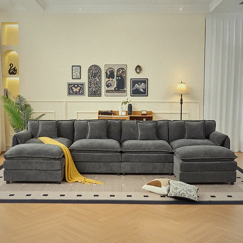 Modular Sectional Sofa, Oversized Deep Seat U Shaped Couch Set for Living Room