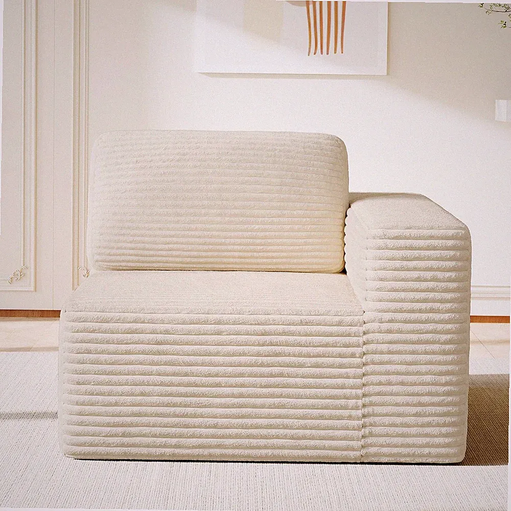 Modular Sectional Sofa Right-Arm Chair Corduroy Cloud Spring Cool Gel Cushion