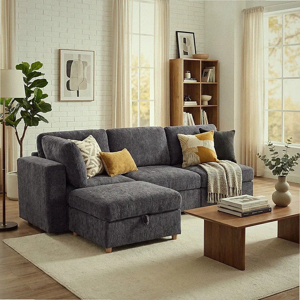 Modular sectional sofa seat, convertible sofa with storage, multifunctional fold