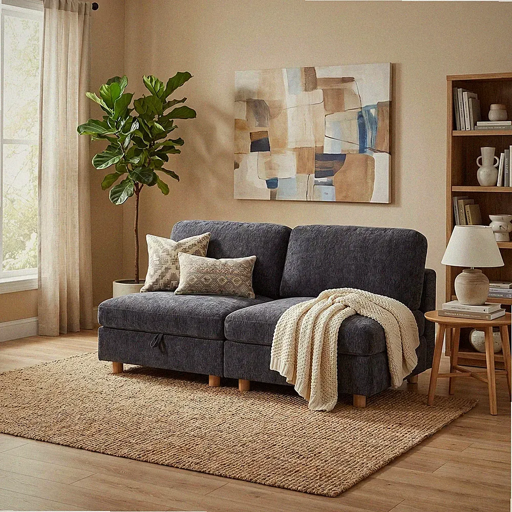 Modular sectional sofa seat, convertible sofaw/storage, multifunctional folding