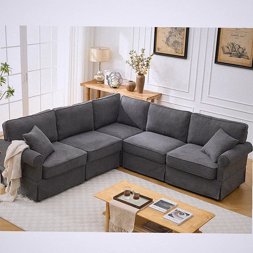 Modular Sectional Sofa Set,Convertible L Shaped Couch ,5 Seat,Reversible Secti