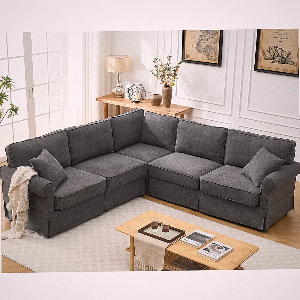 Modular Sectional Sofa Set,Convertible L Shaped Couch ,5 Seat,Reversible Section