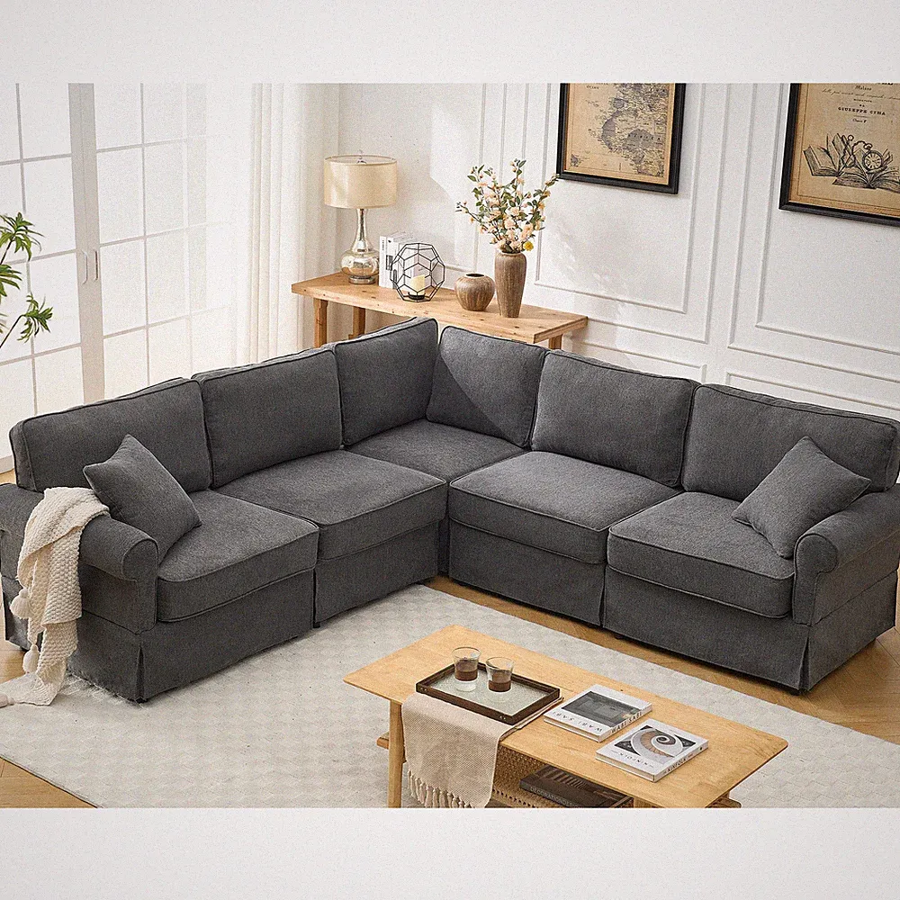 Modular Sectional Sofa Set,Convertible L Shaped Couch ,5 Seat,Reversible Section