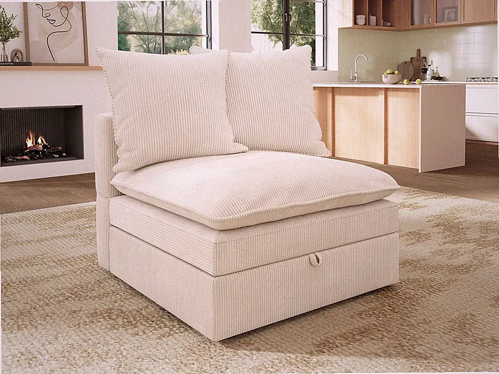 Modular Sectional Sofa, Single Armless Chair with 2 Pillows for Sectional Cou...