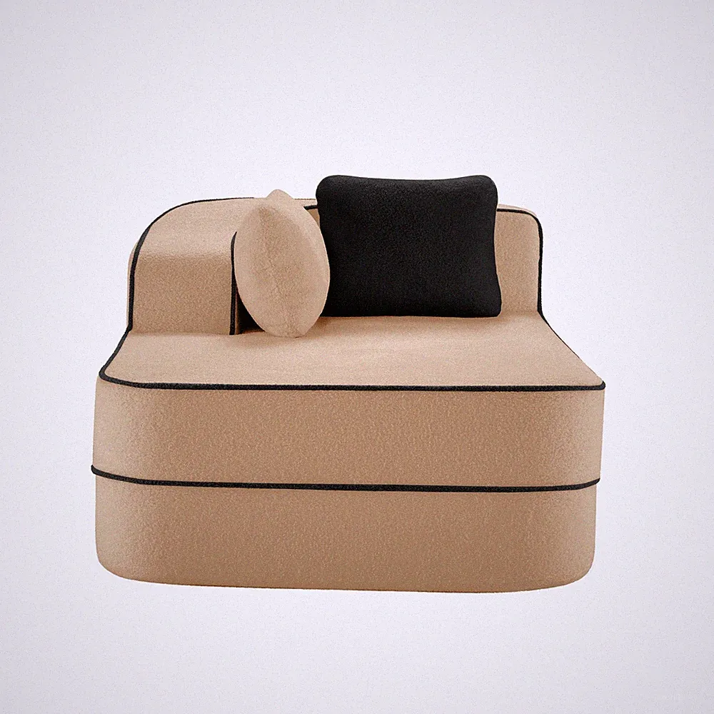 Modular Sectional Sofa Teddy Fabric Camel Left Chaise