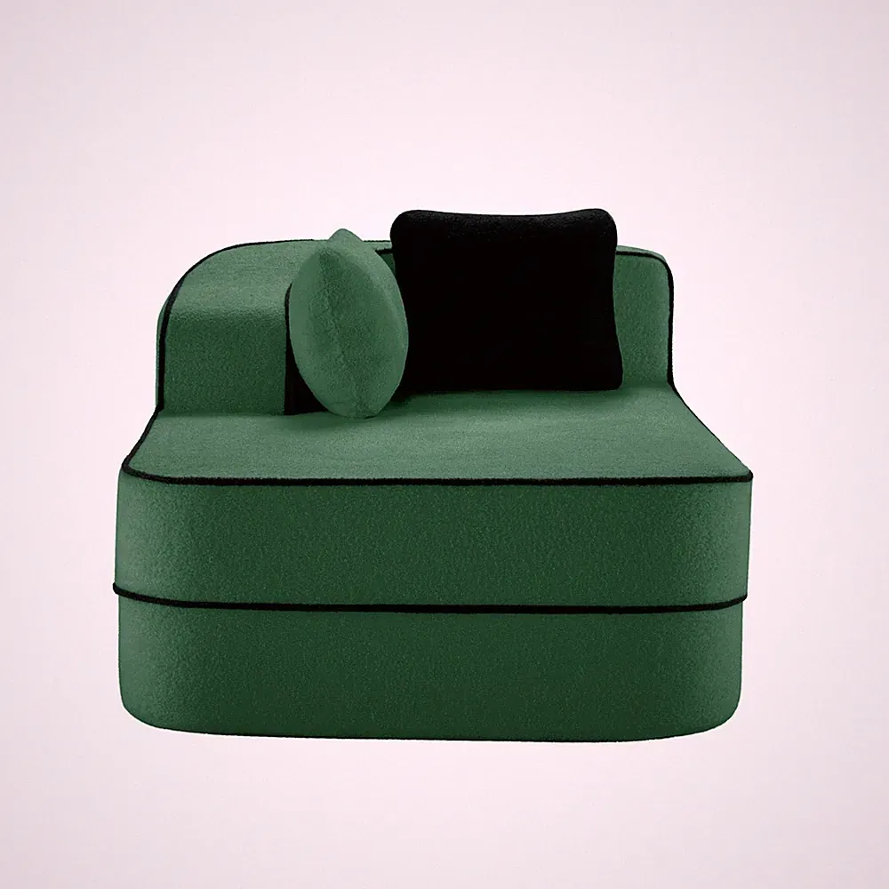 Modular Sectional Sofa Teddy Velvet Fabric Green 66.54" L