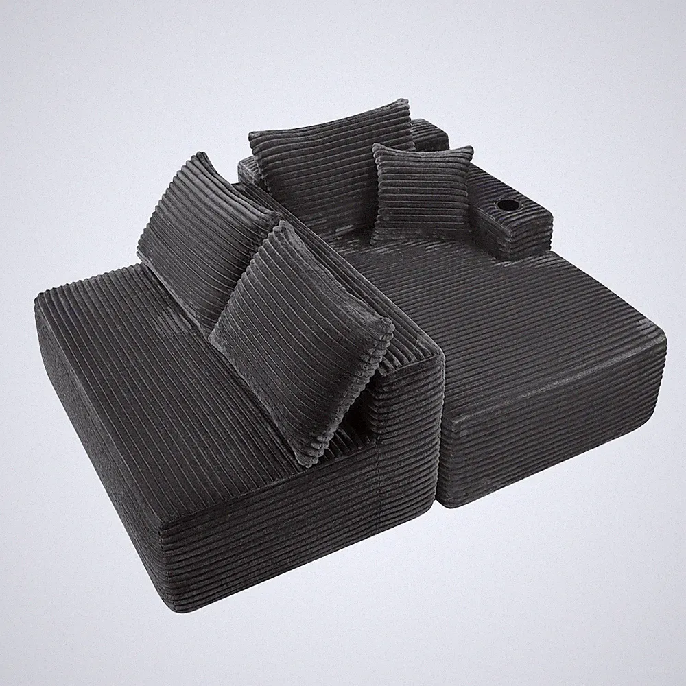 Modular Sectional Sofa U/L Shaped Corduroy Cloud Couch with Chaise and Cushion