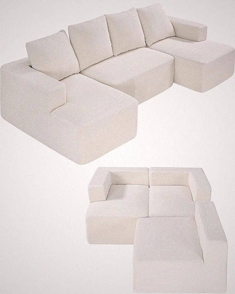 Modular Sectional Sofa, U Shaped Modular Sofa with Chaise, Cloud Sectional Couch
