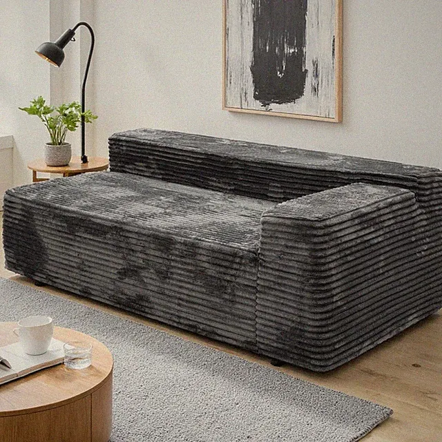 Modular Sectional Sofa w/ Chaise Lounge & Reversible No Assembly Grey Corduroy