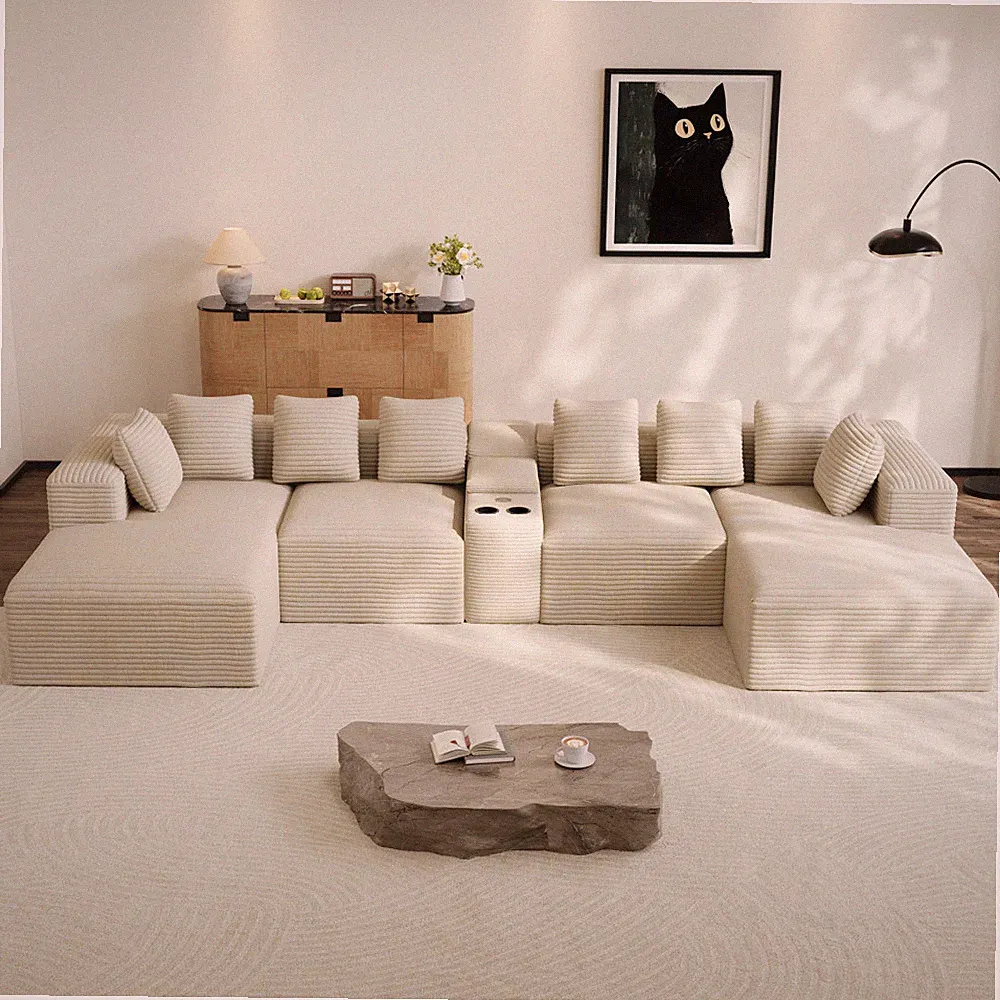 Modular Sectional Sofa w/ Console USB Cup Holders,8 Pillows,Wide Armrests