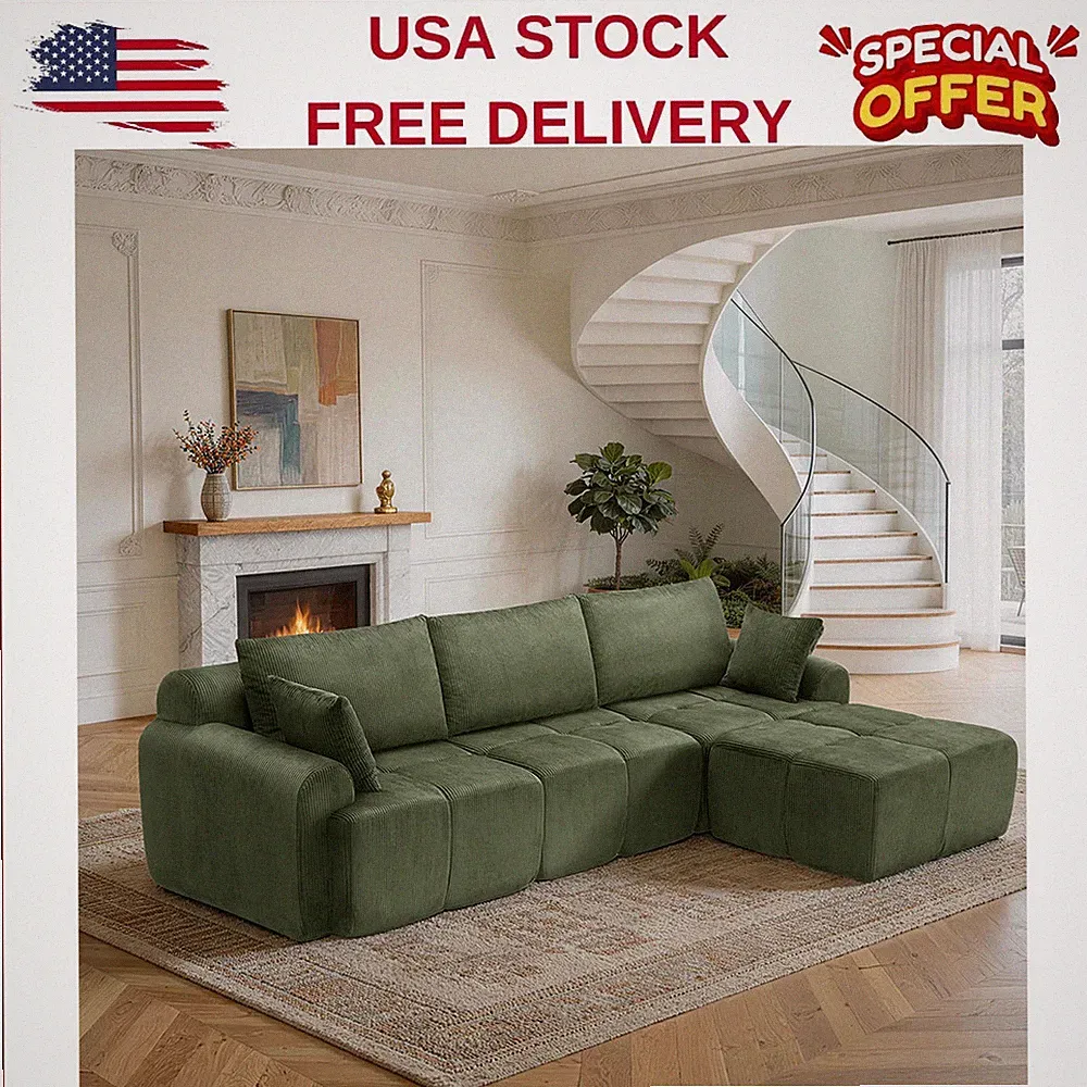 Modular Sectional Sofa w/Oversized Armrests & High Backrest 118" L-Shaped Couch
