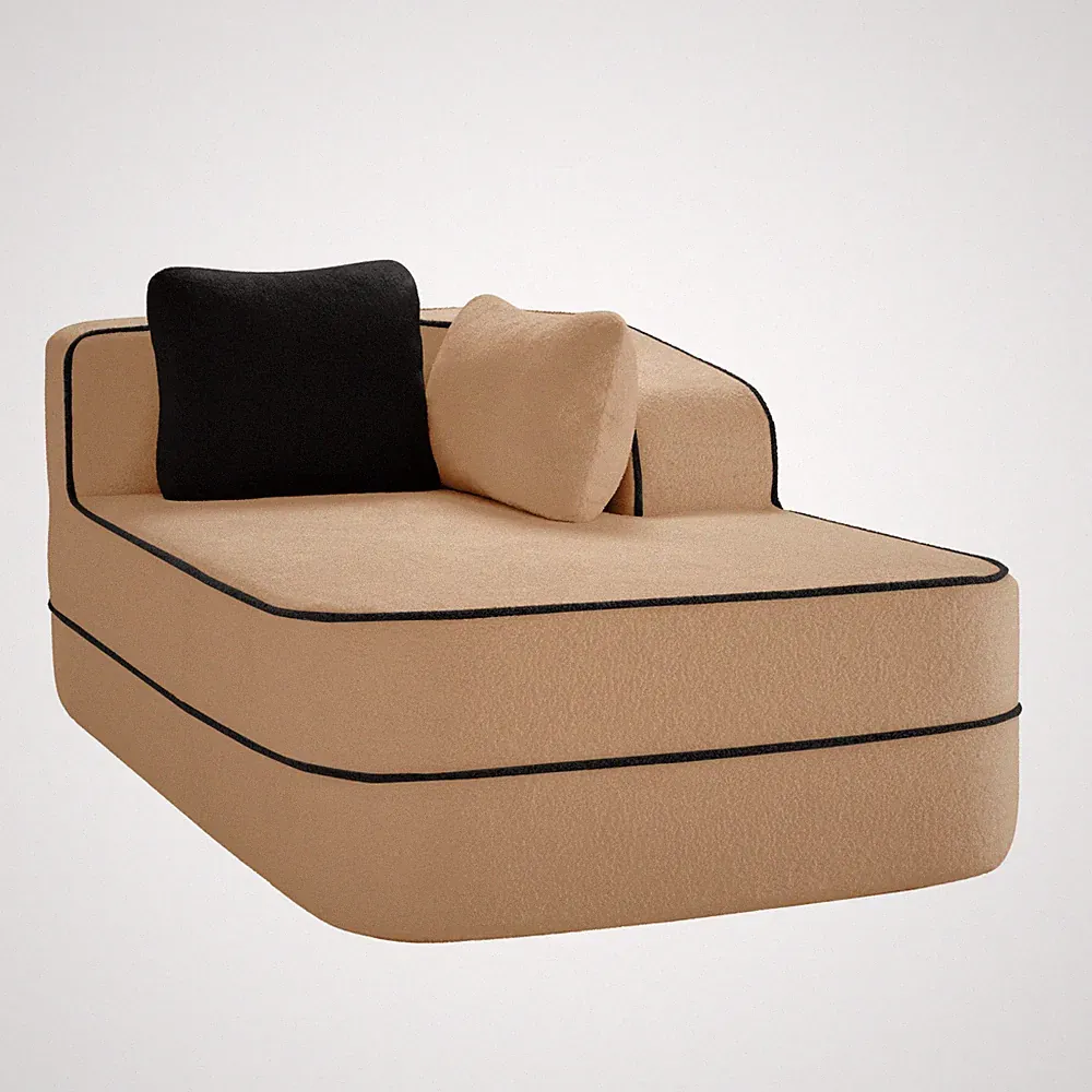 Modular Sectional Sofa w/Pillows Teddy Fabric Camel 66.54" L