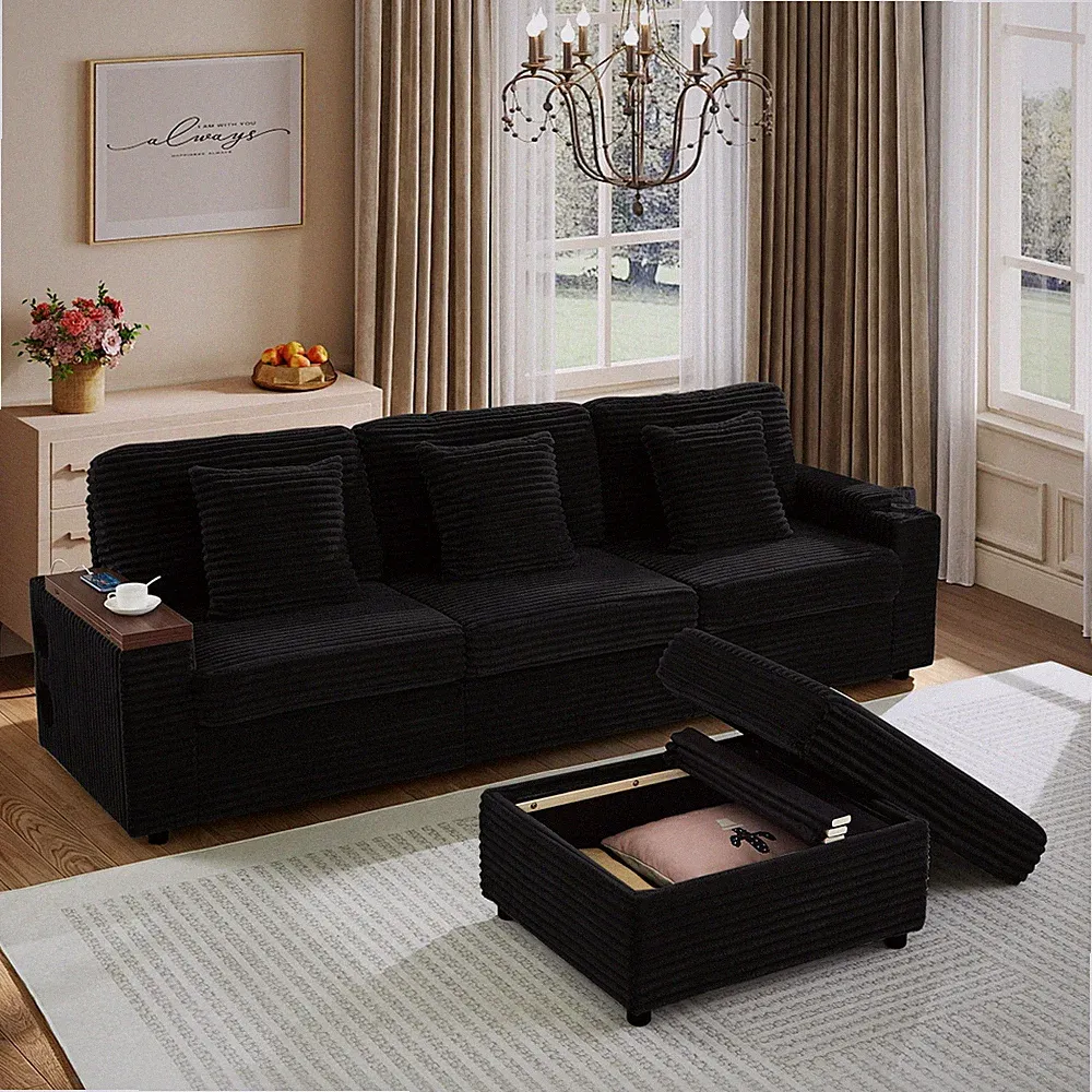 Modular Sectional Sofa with Bluetooth Speaker & USB Port