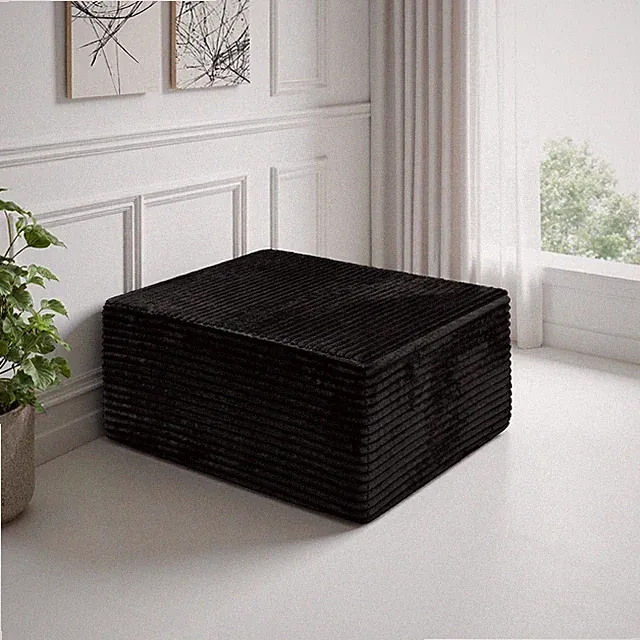Modular Sectional Sofa with Chaise Lounge Plush Corduroy Fabric Black
