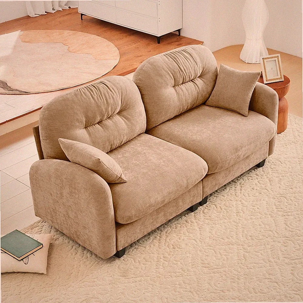 Modular Sectional Sofa with Chenille Fabric & Tufted Backrest