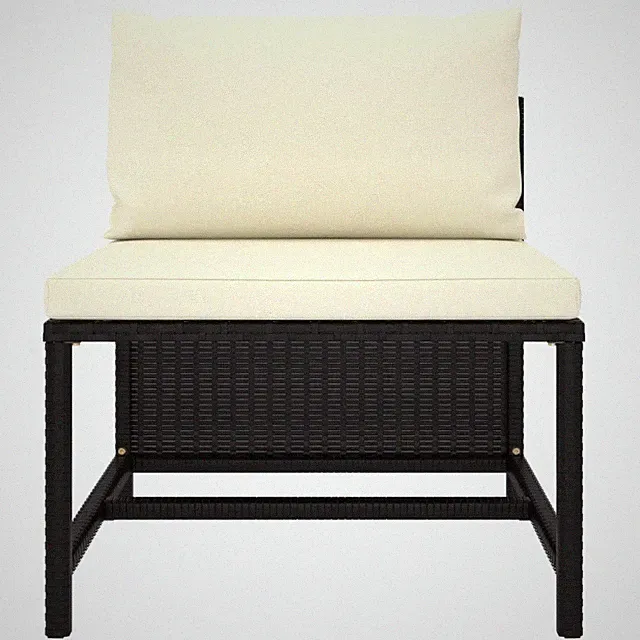 Modular Sectional Sofa with Cushions in Black and Gray Poly Rattan vidaXL