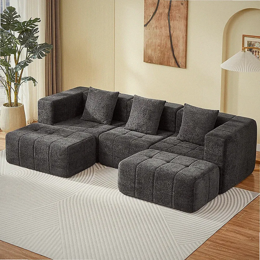 Modular Sectional Sofa with Deep Seat, 98'' Boneless Cloud Couch No Assembly Req
