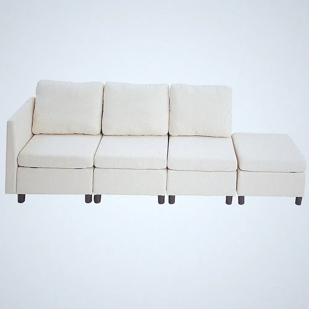 Modular Sectional Sofa with Hidden Storage, Ottoman, Beige