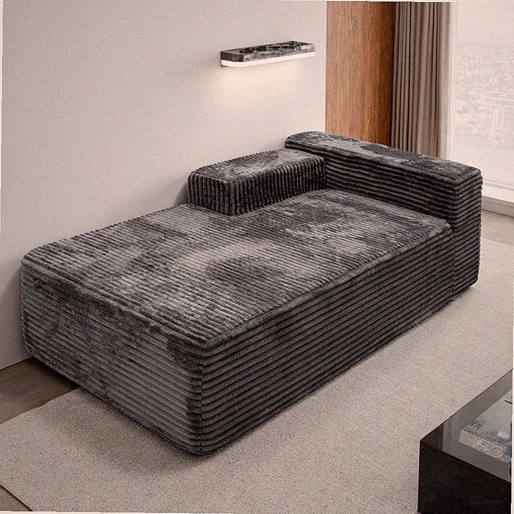 Modular Sectional Sofa with Plush Corduroy Fabric2-Seat Reversible Chaise Lounge