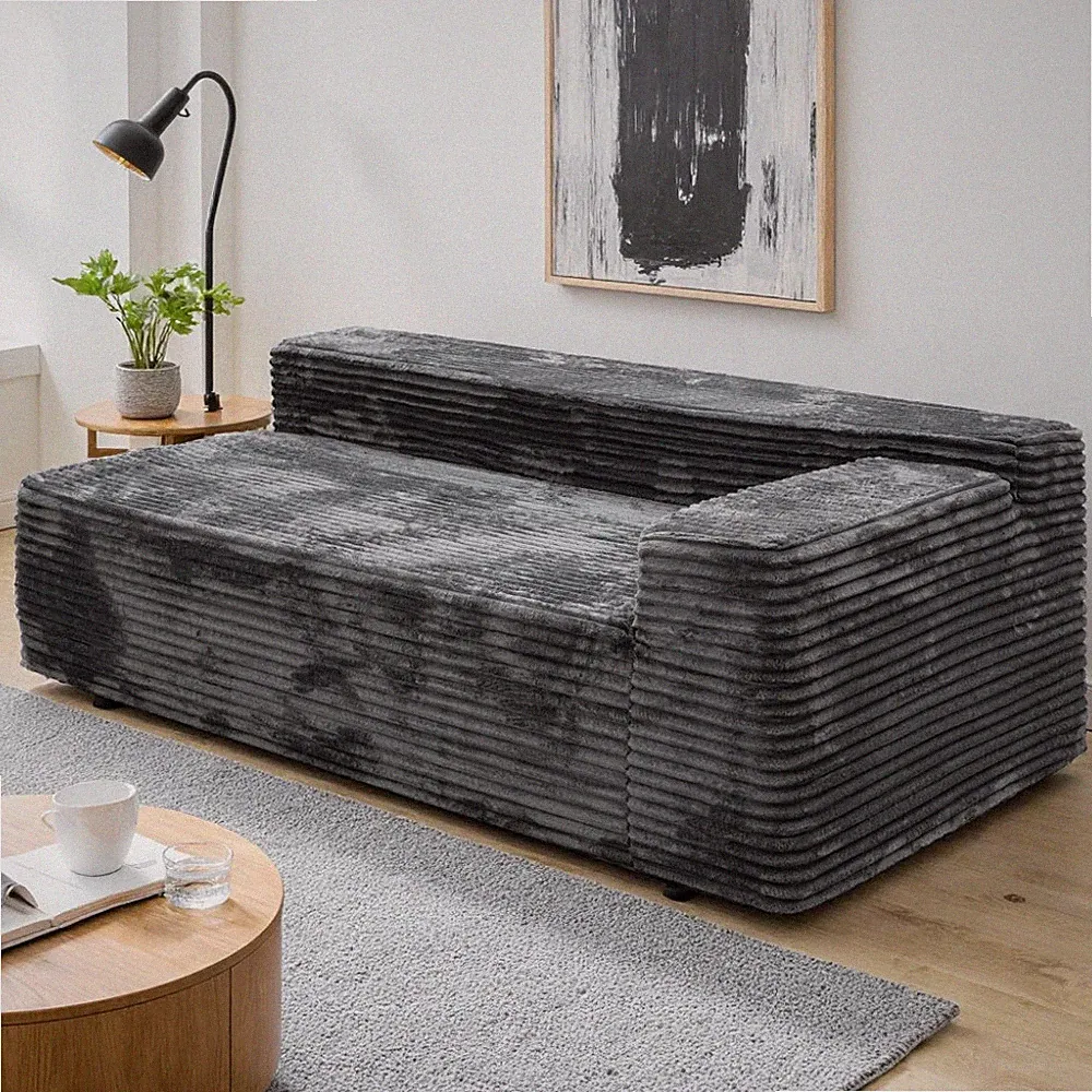 Modular Sectional Sofa with Plush Corduroy Fabric2-Seat Reversible Chaise Lounge