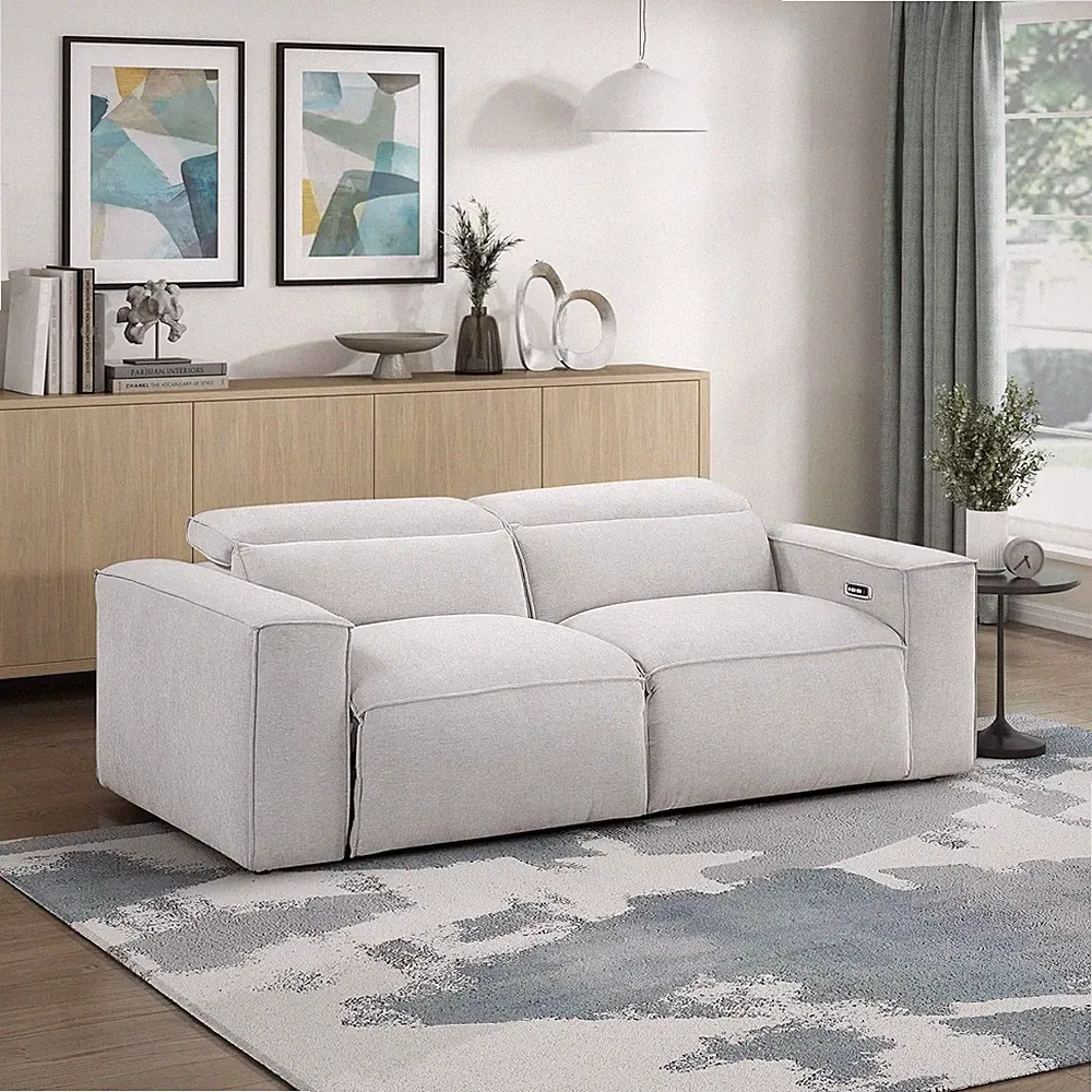 Modular Sectional Sofa with Power Recline & Charging Ports - Light Gray