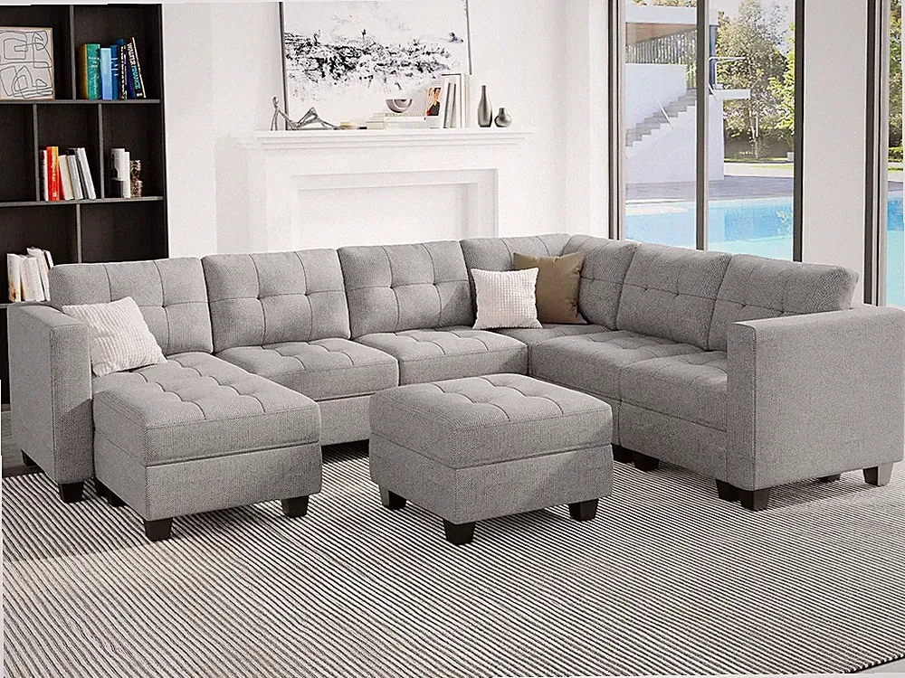 Modular Sectional Sofa with Storage Ottoman Oversized U Shaped Sofa Set Modular