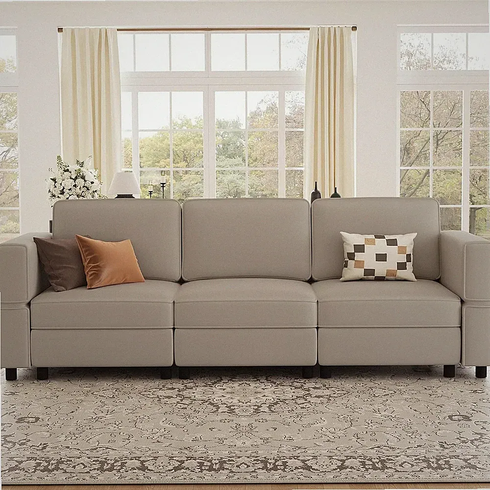 Modular Sectional Sofa with Storage Seat 3 Seat Deep Couch Convertible 3 Seater