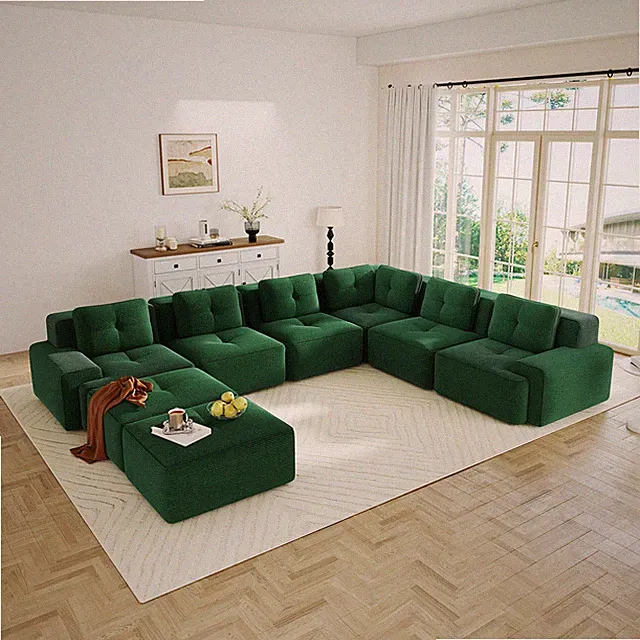 Modular Sectional Sofafor Living Room, 6-Seater Corner Sofa, Big Comfy