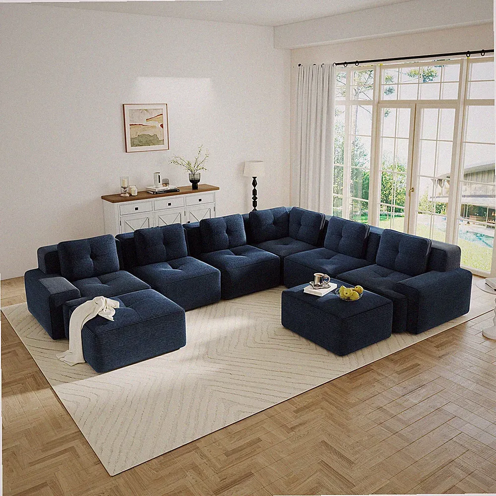 Modular Sectional Sofafor Living Room, 6-Seater Corner Sofa, Big Comfy